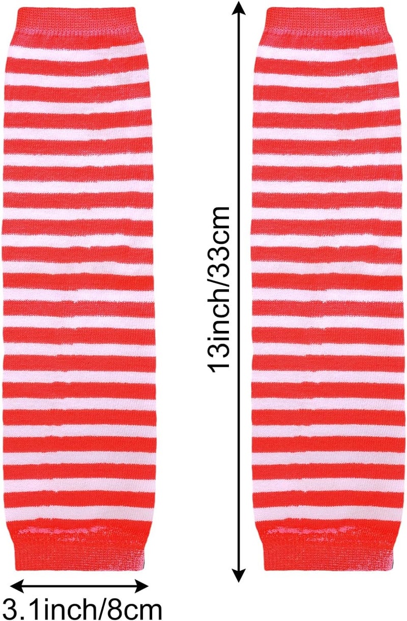 Tongcloud 1 Pair Womens Girls Punk Gothic Striped Knitted Arm Warmers Fingerless Gloves for Halloween Costume - Image 5